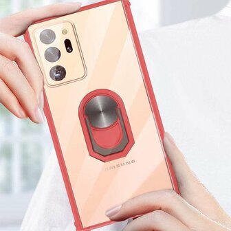 Samsung Note 20 Rood - Anti Shock Kickstand Ring Case