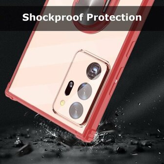Samsung Note 20 Rood - Anti Shock Kickstand Ring Case
