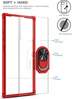 Samsung Note 20 Rood - Anti Shock Kickstand Ring Case