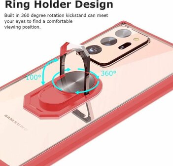 Samsung Note 20 Rood - Anti Shock Kickstand Ring Case