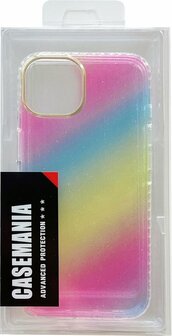 iPhone 14 - Regenboog Glitter Back Cover - Spectrum