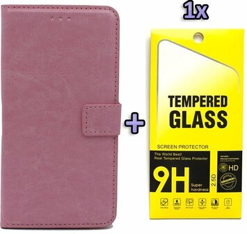 iPhone SE 2022-2020 - Book Case &amp;amp; Glas - Baby Roze