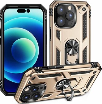 iPhone 14 Pro Goud - Armor met Kickstand Ring