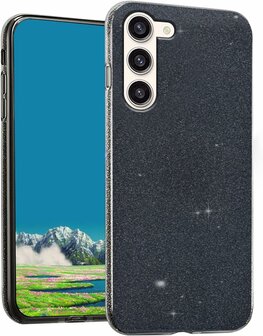 Samsung S24 Plus - Glitter Back Cover - Zwart
