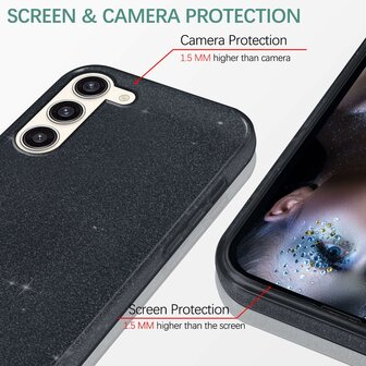 Samsung S24 Plus - Glitter Back Cover - Zwart