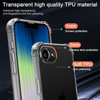 iPhone 16e - Transparant - Anti Shock Back Cover &amp;amp; 2x Glas