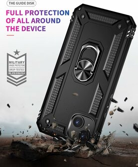 iPhone 15 Zwart - Armor met Kickstand Ring
