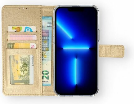 iPhone 13 Pro Max - Book Case &amp;amp; Glas - Goud