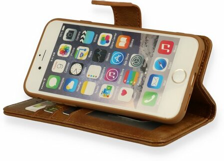 iPhone SE 2022-2020 - HQ Book Case &amp;amp; Glas - Bruin