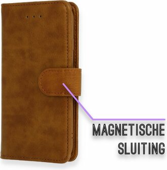 iPhone SE 2022-2020 - HQ Book Case &amp;amp; Glas - Bruin