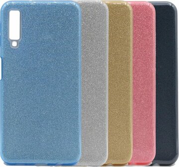 Samsung A7 2018 - Siliconen - Glitter Back Cover - Roze