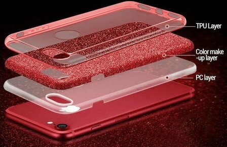 Samsung A7 2018 - Siliconen - Glitter Back Cover - Roze
