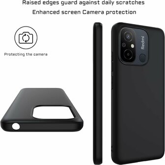 Redmi 12C - Back Cover &amp;amp; 2x Glas - Zwart