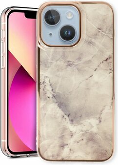 iPhone 14 - Marmer Back Cover - Steen