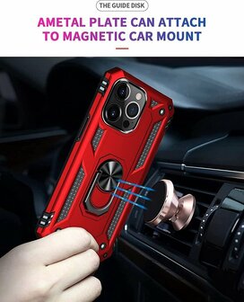 iPhone 13 Pro Rood - Armor met Kickstand Ring