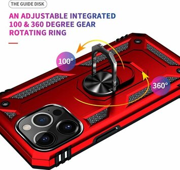 iPhone 13 Pro Rood - Armor met Kickstand Ring