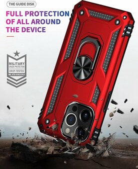 iPhone 13 Pro Rood - Armor met Kickstand Ring