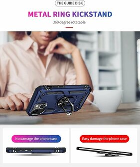 iPhone 14 Blauw - Armor met Kickstand Ring