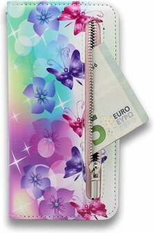 Samsung J6 Plus - Book Case met Rits - Bloemen &amp;amp; Vlinders
