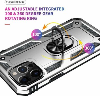 iPhone 13 Pro Max Grijs - Armor met Kickstand Ring