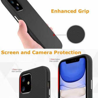 iPhone 11 Zwart - Anti Slip Matte Armor