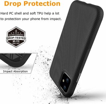 iPhone 11 Zwart - Anti Slip Matte Armor