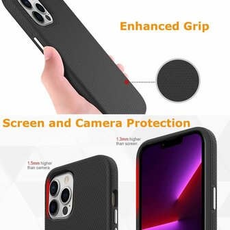 iPhone 13 Pro max Zwart - Anti Slip Matte Armor