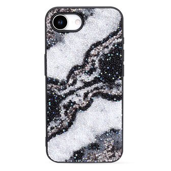 iPhone 16E - Marmer Diamant Glitter - Zwart