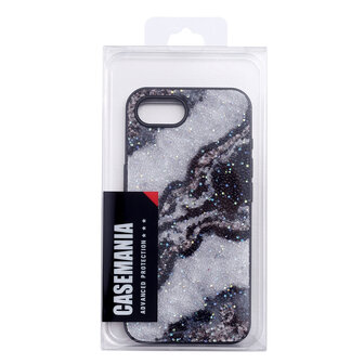 iPhone 16E - Marmer Diamant Glitter - Zwart