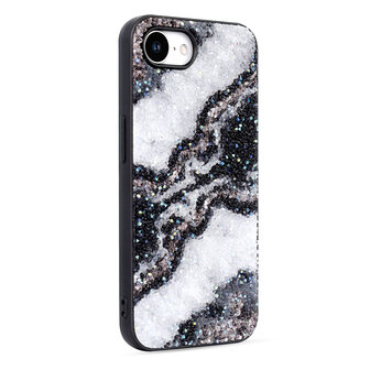 iPhone 16E - Marmer Diamant Glitter - Zwart