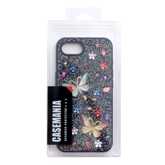 iPhone 16E - Vlinder Diamant Glitter - Blauw