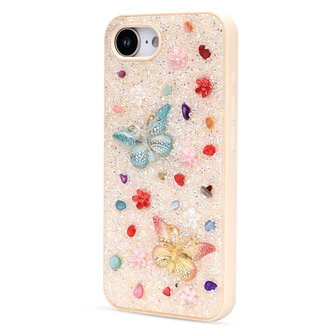 iPhone 16E - Vlinder Diamant Glitter - Goud