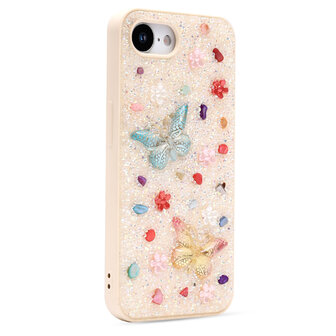 iPhone 16E - Vlinder Diamant Glitter - Goud