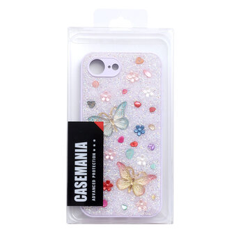 iPhone 16E - Vlinder Diamant Glitter - Paars