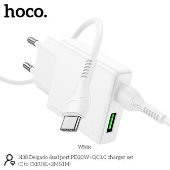 Nintendo Switch - Type C Kabel &amp;amp; Stekker (N28) - 20W - Wit