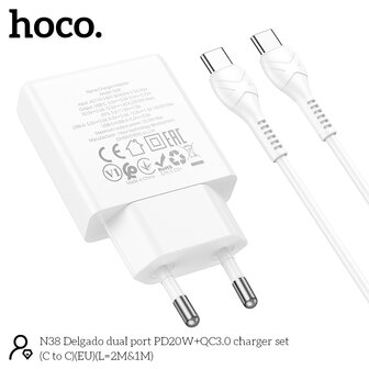 Nintendo Switch - Type C Kabel &amp;amp; Stekker (N28) - 20W - Wit