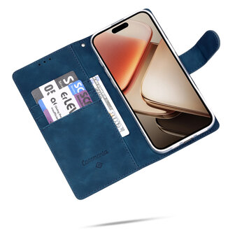 iPhone 16e - Suide Book Case &amp;amp; Glas - Blauw