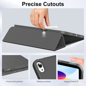 iPad 2025 &amp;amp; 2022 (11/10 Gen) - Grijs - Smart Cover met Pen Slot &amp;amp; Glas