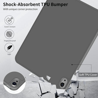 iPad 2025 &amp;amp; 2022 (11/10 Gen) - Grijs - Smart Cover met Pen Slot &amp;amp; Glas