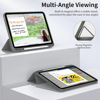 iPad 2025 &amp;amp; 2022 (11/10 Gen) - Grijs - Smart Cover met Pen Slot &amp;amp; Glas