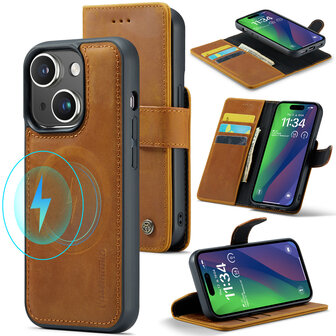 iPhone 15 - Sienna Brown - 2 in 1 Lederen MagSafe Case