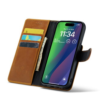 iPhone 15 - Sienna Brown - 2 in 1 Lederen MagSafe Case