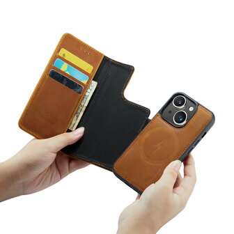 iPhone 15 - Sienna Brown - 2 in 1 Lederen MagSafe Case