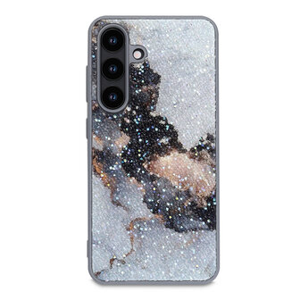 A16 - Grijs - Diamant Marmer Glitter Back Cover