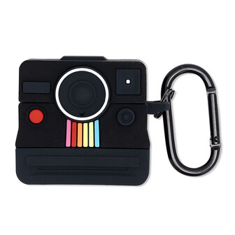 AirPods 4 - Zwart - Polaroid Soft Cover met Ring &amp;amp; Sleutelhanger