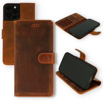 iPhone 12 Pro Max Bruin - Lederen Book Case