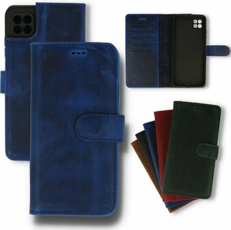 Samsung A22 5G Blauw - Lederen Book Case