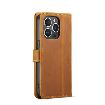 iPhone 14 Pro Bruin - Lederen Book Case