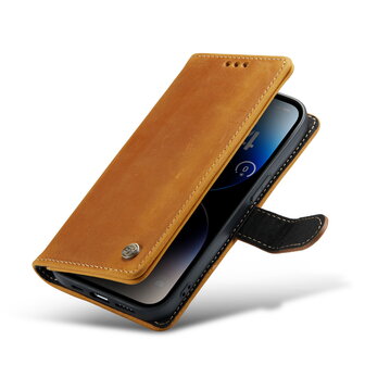 iPhone 14 Pro Bruin - Lederen Book Case