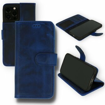 iPhone 13 Pro Blauw - Lederen Book Case